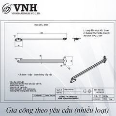 Tay nâng cánh tủ inox Vinahardware, 2x300mm, VNH LD9389-LD9389