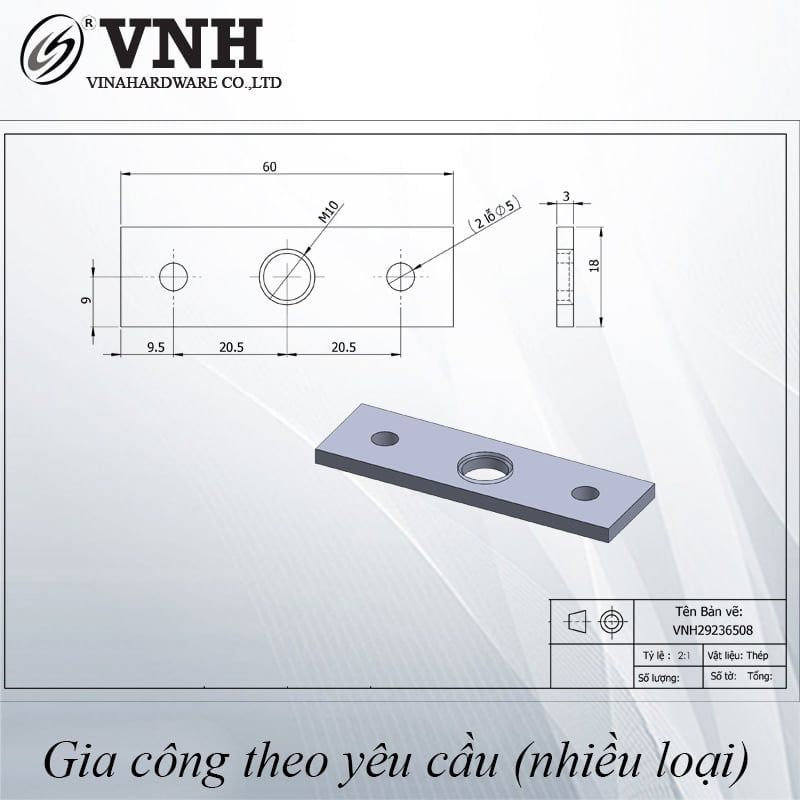 Pat ( Bas) ba lỗ Vinahardware - P1360W