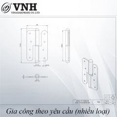 Bản lề cửa đi Vinahardware sơn đen tĩnh điện 86x125mm HVT08100-HVT08100