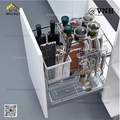 Giá dao thớt inox nan vuông ray giảm chấn Vinahardware - VNH30430