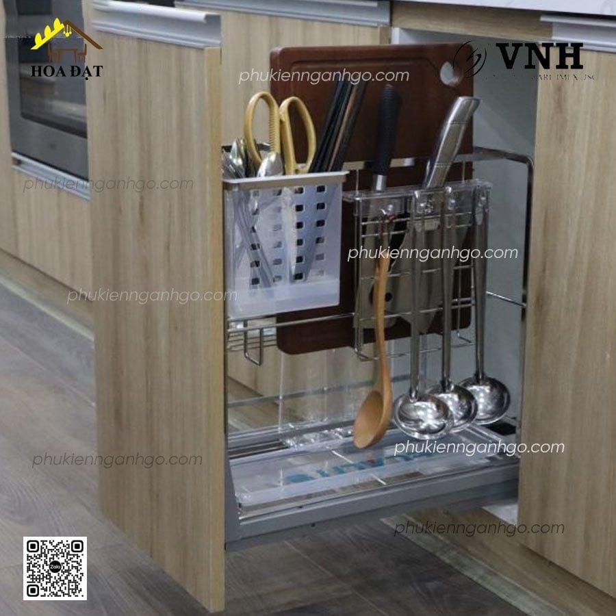 Giá dao thớt inox nan vuông ray giảm chấn Vinahardware - VNH30430