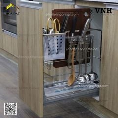 Giá dao thớt inox nan vuông ray giảm chấn Vinahardware - VNH30430