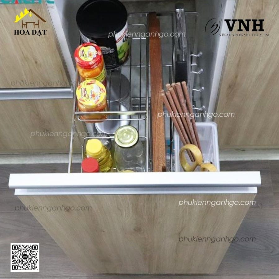 Giá dao thớt inox nan vuông ray giảm chấn Vinahardware - VNH30430