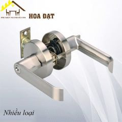 Khóa tay gạt dạng tròn Vinahardware, màu kẽm trắng-KTG09112
