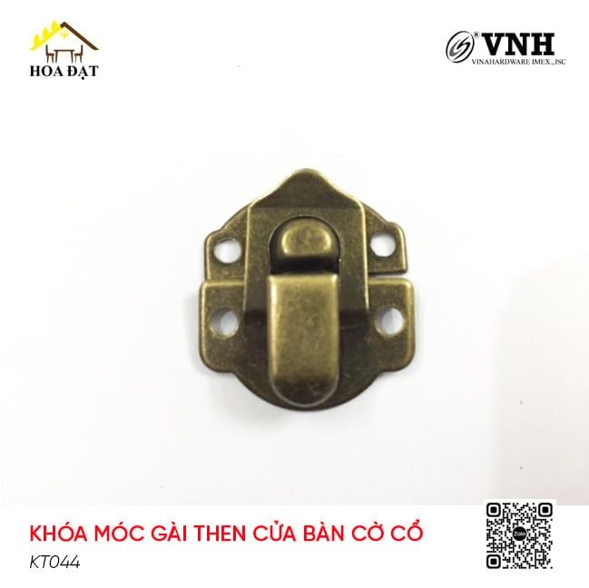 Khóa móc gài then cửa bàn cờ cổ Vinahardware, màu vàng, trắng KT044-KT044