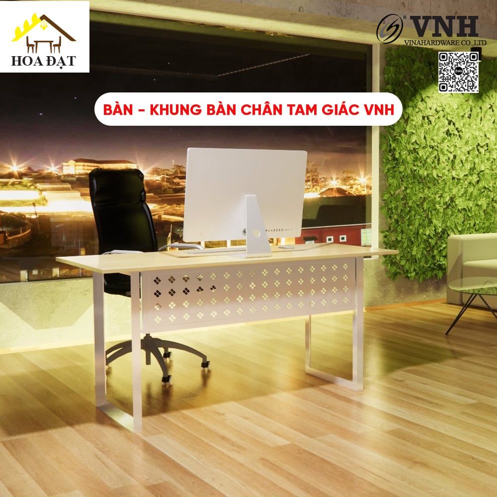 Khung bàn sắt chân tam giác Vinahardware, sơn trắng - VNH700750T