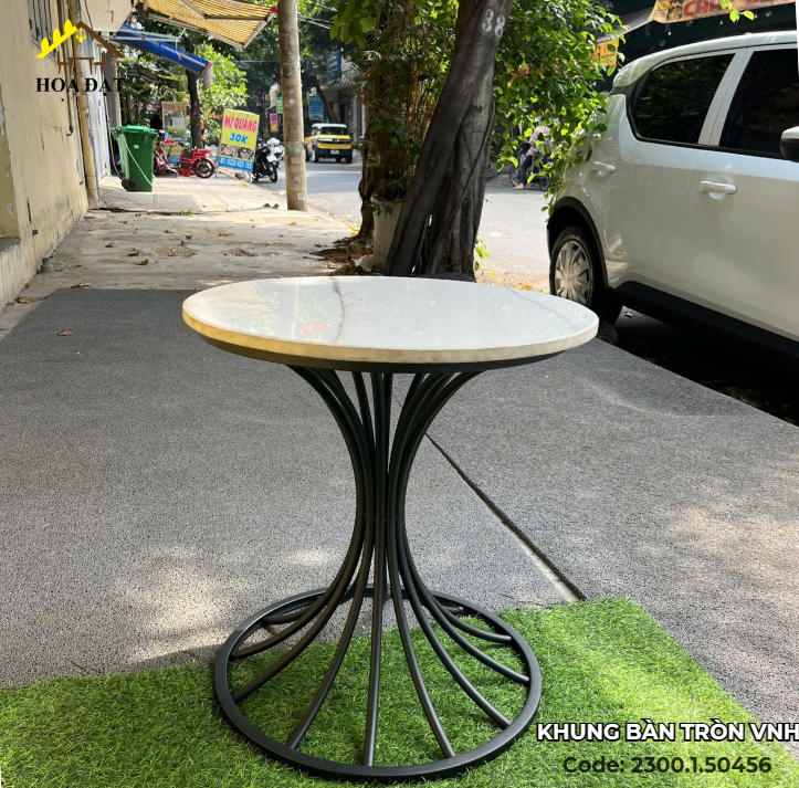 Khung bàn tròn Vinahardware kích thước 500x450mm, sơn đen tĩnh điện - Kiểu dáng loa kèn - VNH500450