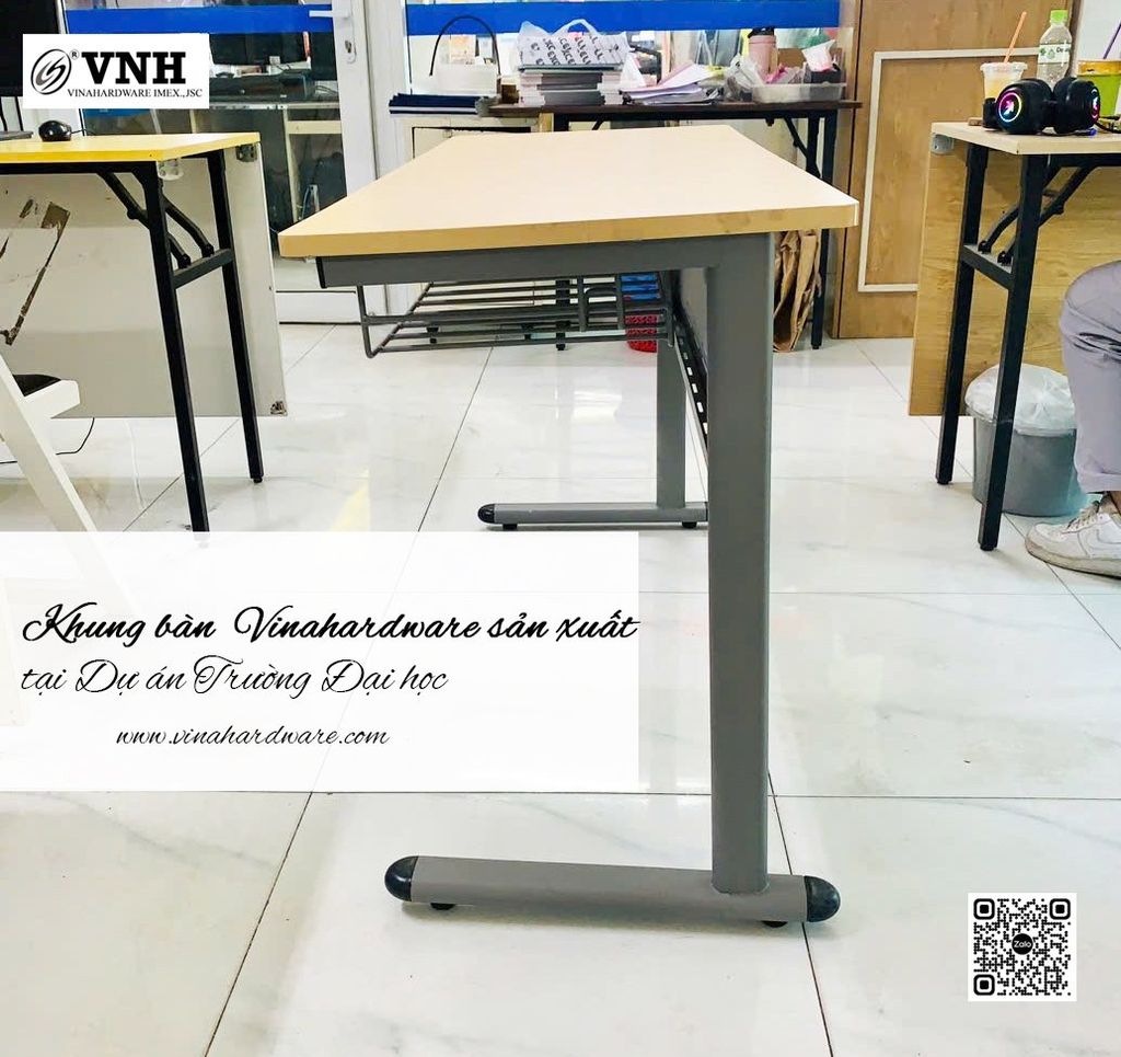 Bàn Zico màu xám tĩnh điện Vinahardware, kích thước 1200x500x760mm ( gồm ván)