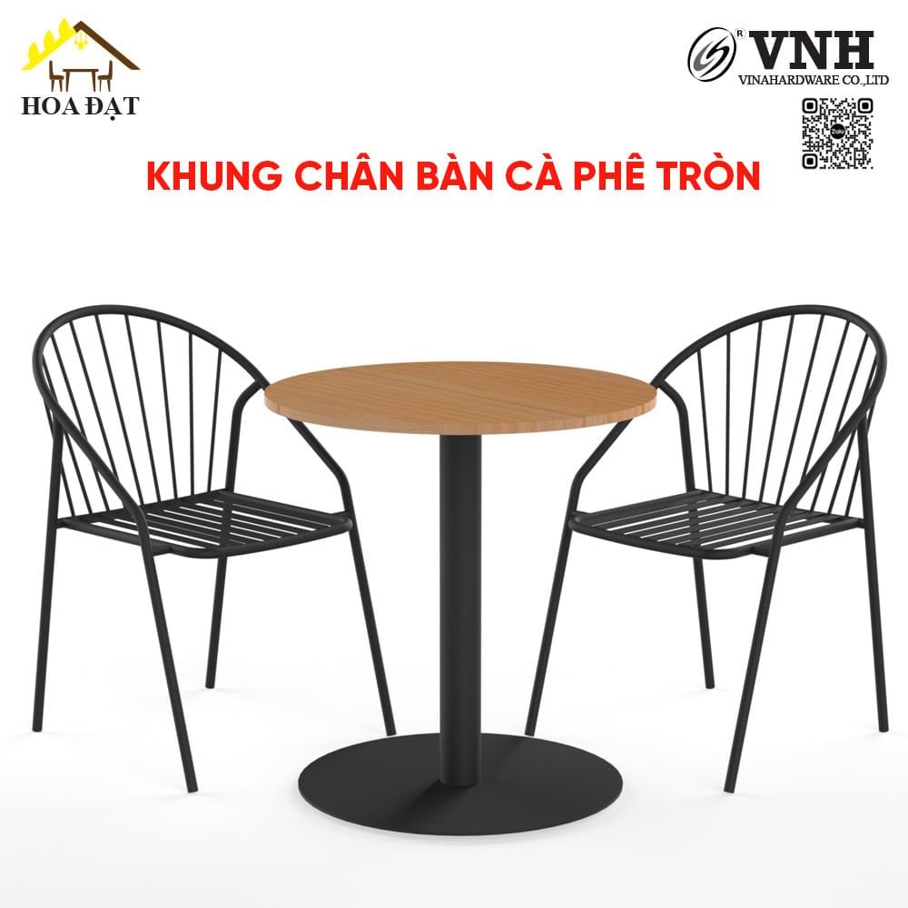 Khung chân bàn cà phê tròn Vinahardware kích thước 300x200x730mm, sơn đen mờ - VNH300200720