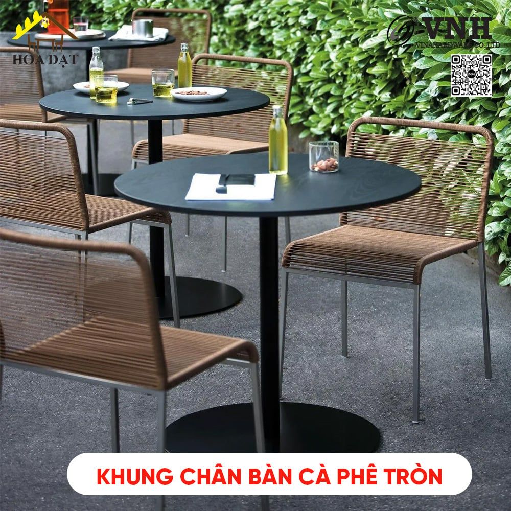 Khung chân bàn cà phê tròn Vinahardware kích thước 300x200x730mm, sơn đen mờ - VNH300200720
