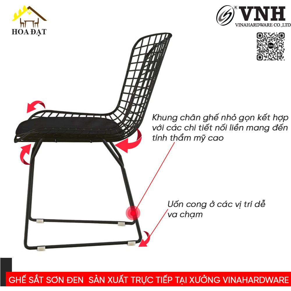 Khung ghế sắt Vinahardware sơn đen - VNH12622