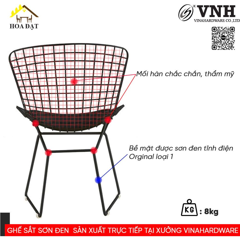 Khung ghế sắt Vinahardware sơn đen - VNH12622
