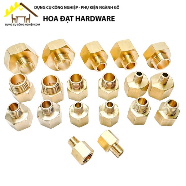 Lơ thu nối ống khí nén, nước trong ngoài sơ mi đồng thau