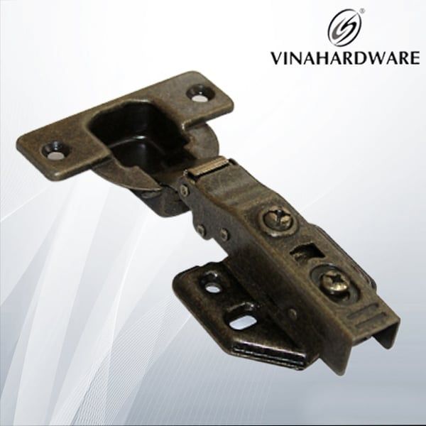 Bản lề giảm chấn Vinahardware màu đồng cổ loại thẳng cup 40mm VNH H0049A-H0049A