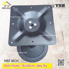 Mặt bích bàn vuông - Bas đỡ mặt bàn sắt cà phê Vinahardware, sơn đen - 240x240mm - VNH400700B1