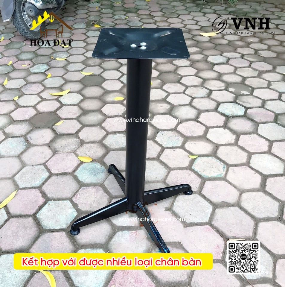 Mặt bích bàn vuông - Bas đỡ mặt bàn sắt cà phê Vinahardware, sơn đen - 240x240mm - VNH400700B1