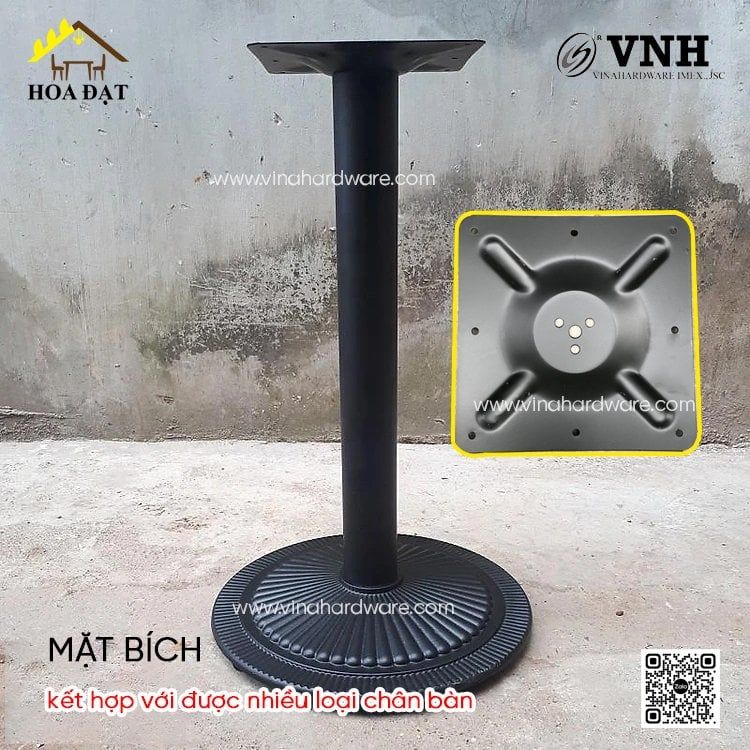 Mặt bích bàn vuông - Bas đỡ mặt bàn sắt cà phê Vinahardware, sơn đen - 240x240mm - VNH400700B1