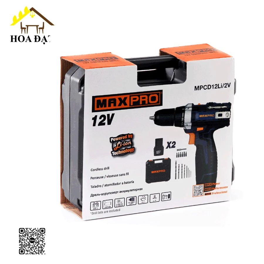 Máy Khoan Pin 12 V, 2 Cấp Độ - MPCD 12 Li/2V Thương hiệu MaxPro