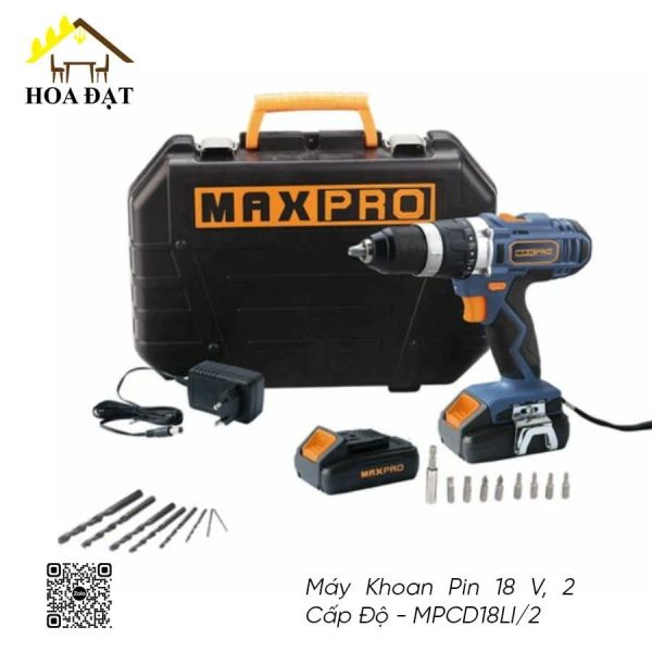 Máy Khoan Pin 18 V, 2 Cấp Độ - MPCD18LI/2 Thương hiệu MaxPro