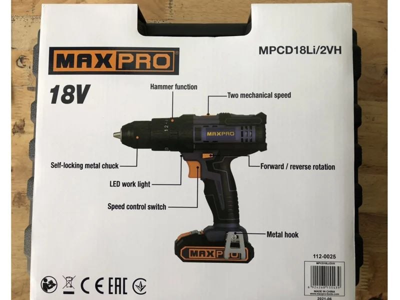 Máy Khoan Pin 18 V, 2 Cấp Độ + Chế Độ Khoan Búa - MPCD 18Li/2VH Thương hiệu MaxPro