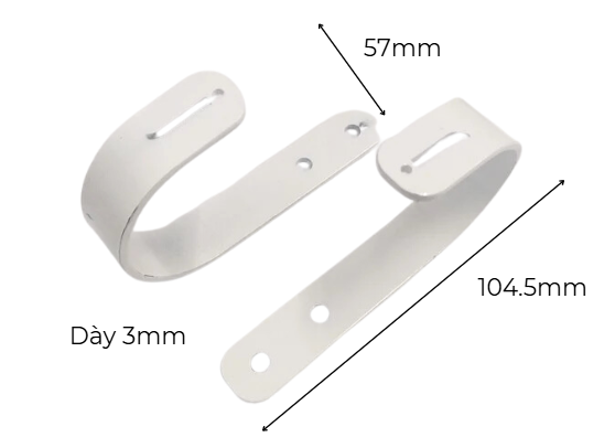 Pat ( bas) móc sắt sơn trắng bóng - VNH1045703T - 104.5x57x3mm