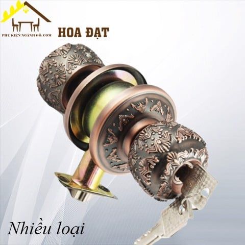 Khóa cửa núm tròn hoa văn nâu cổ điển/ Knob door lock SP000057-SP000057