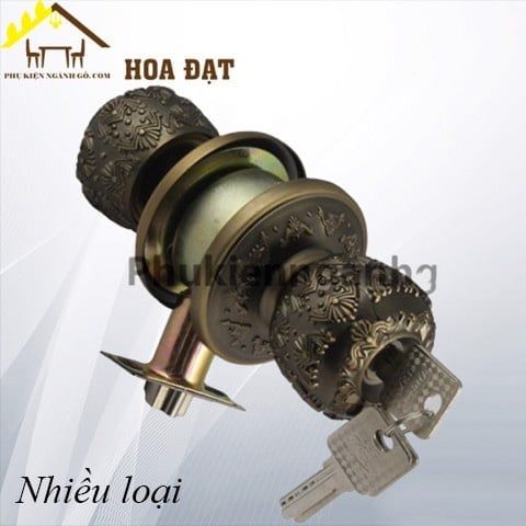 Khóa cửa núm tròn hoa văn nâu cổ điển/ Knob door lock SP000058-SP000058