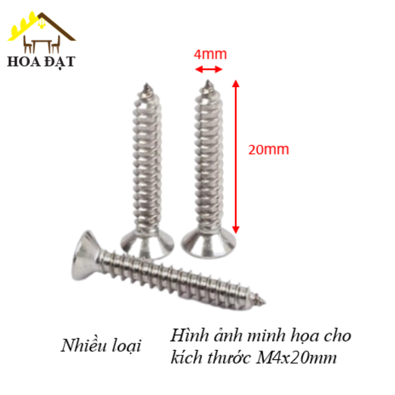 Vít đầu bằng răng nhuyễn Vinahardware loại M3, M4, M5, M7 inox 304 - HDSB329-ZS420I