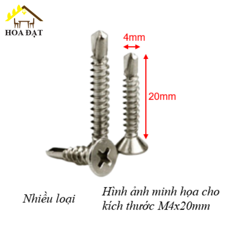 Vít khoan inox M4 Vinahardware, đầu bằng đuôi cá-ZS420ZI