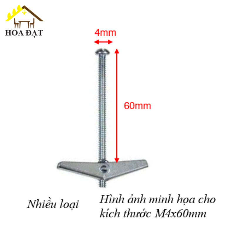 Tán chuồn kèm bulong Vinahardware loại M4x80mm TC0480Z-TC0480Z