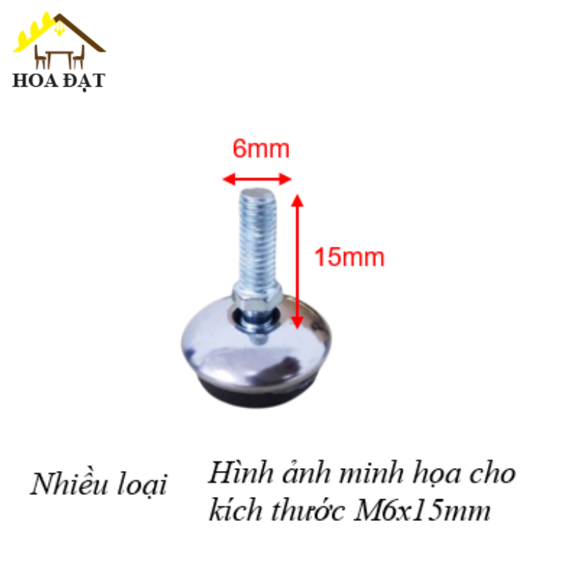 Chỉnh chân bàn đế Vinahardware inox 15x32, bulong xoay tròn 8x20 VNH TA1035I-TA1035I
