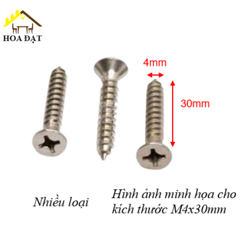 Vít đầu bằng ren nhuyễn Vinahardware loại M2, M4, màu niken