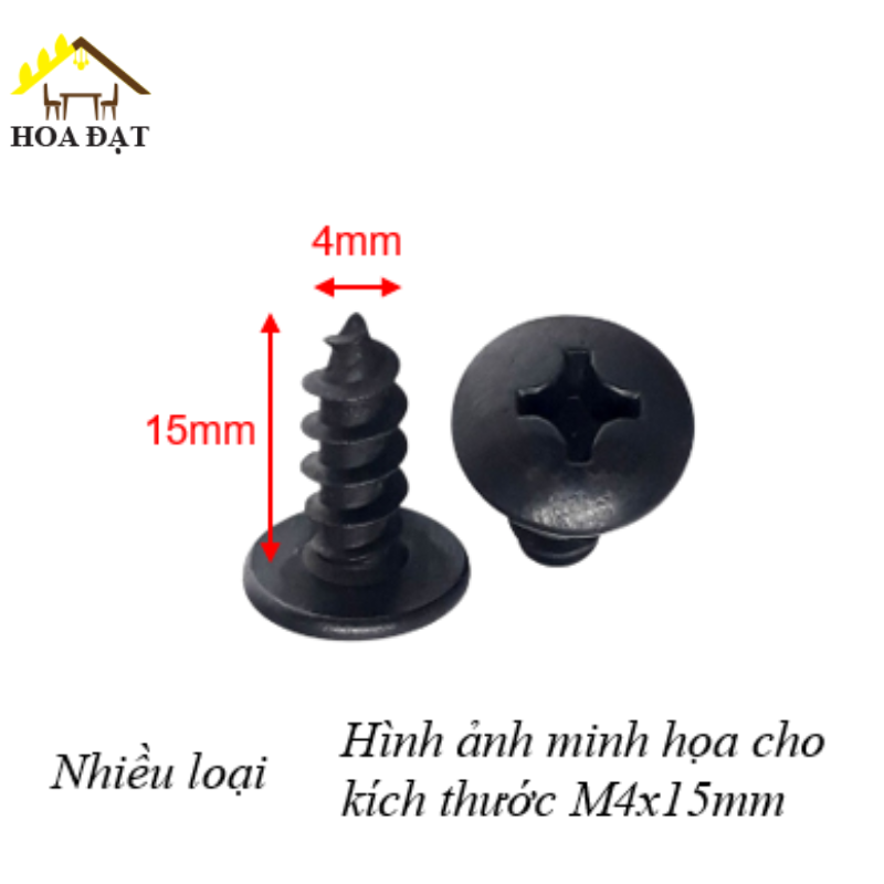 Vít đầu dù răng thưa Vinahardware loại M4, màu đen-SC415B28
