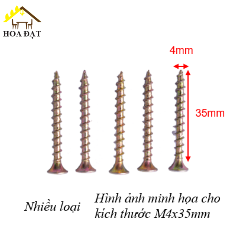 Vít đầu bằng răng thưa Vinahardware, thân ốm M4, bảy màu-VG430Z23T
