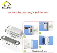 Nam châm cửa lớn trắng Vinahardware M394N15-M394N15