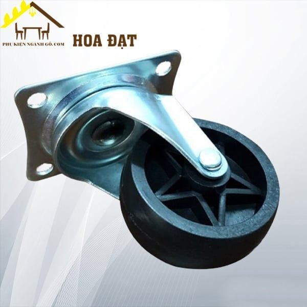 Bánh xe tủ đế vuông, ngôi sao màu đen Vinahardware phi 50mm CT517B-CT517B