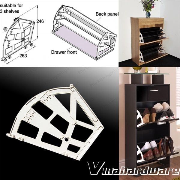 Bản lề tủ giày nhựa  ABS cao cấp 3 tầng Vinahardware PSS923R-PSS923R