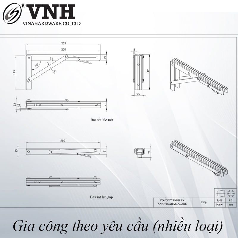 Pat ( Bas) sắt vuông xếp gọn Vinahardware-P200