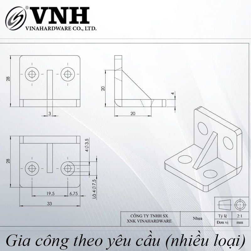 Pat ( Bas) nhựa vuông Vinahardware màu trắng P3035NT-P3035NT