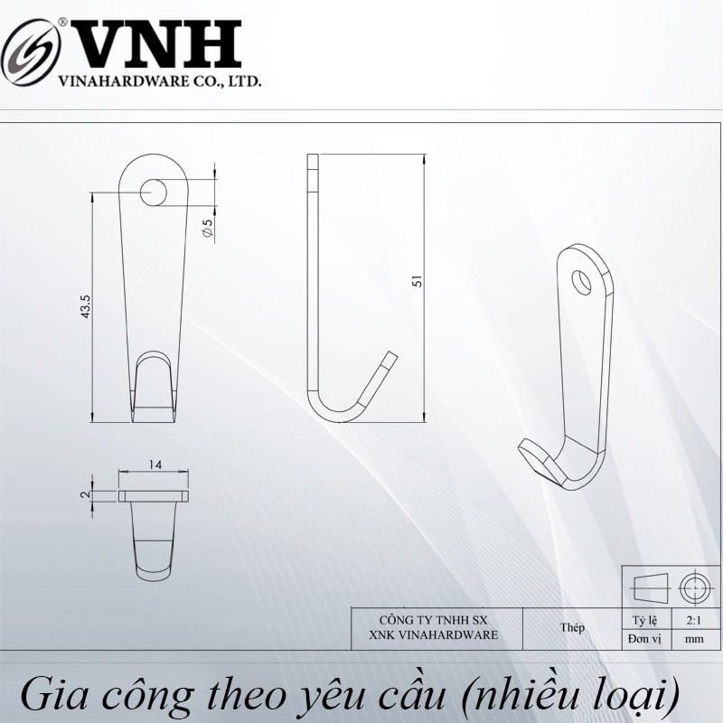 Pat (bas) sắt móc treo xi trắng VNH P4556-P4556