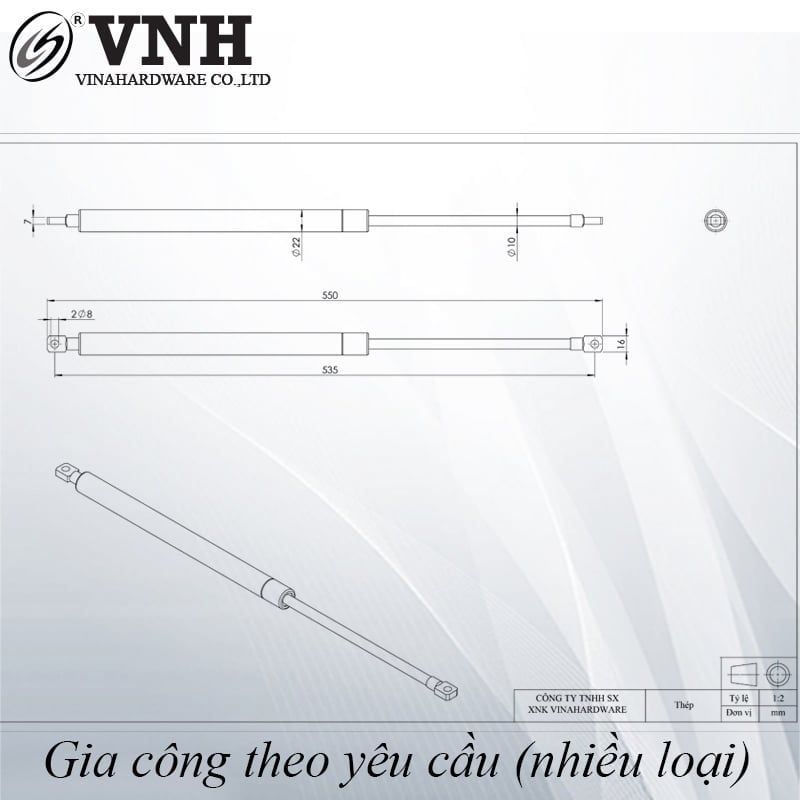 Ben hơi Vinahardware dài 550mm, màu đen-P028N500