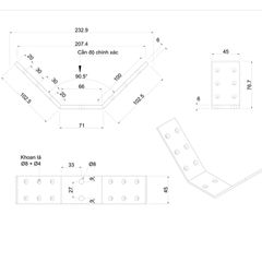 Pat (bas) sắt chân bàn Vinahardware 90.5 độ, dày 6mm P0129 VNH-P0129