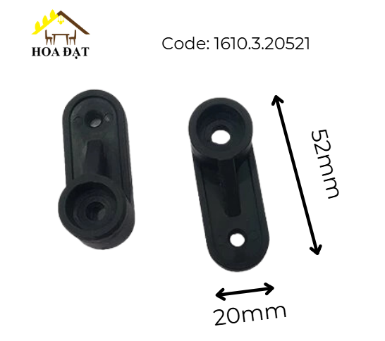Pat ( Bas) nhựa ovan Vinahardware kích thước 20x52mm lỗ vis 4 , lỗ 6 màu đen BP2052-BP2052