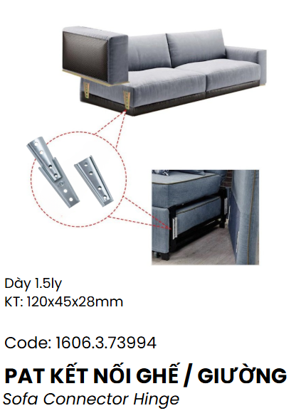 Pat ( Bas) KẾT NỐI GHẾ SOFA HOẶC GIƯỜNG MẠ KẼM LOẠI LỚN Vinahardware P8399T-P8399T