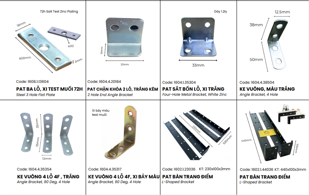 Pat ( Bas) sắt bốn lỗ Vinahardware, xi trắng xanh-P3530