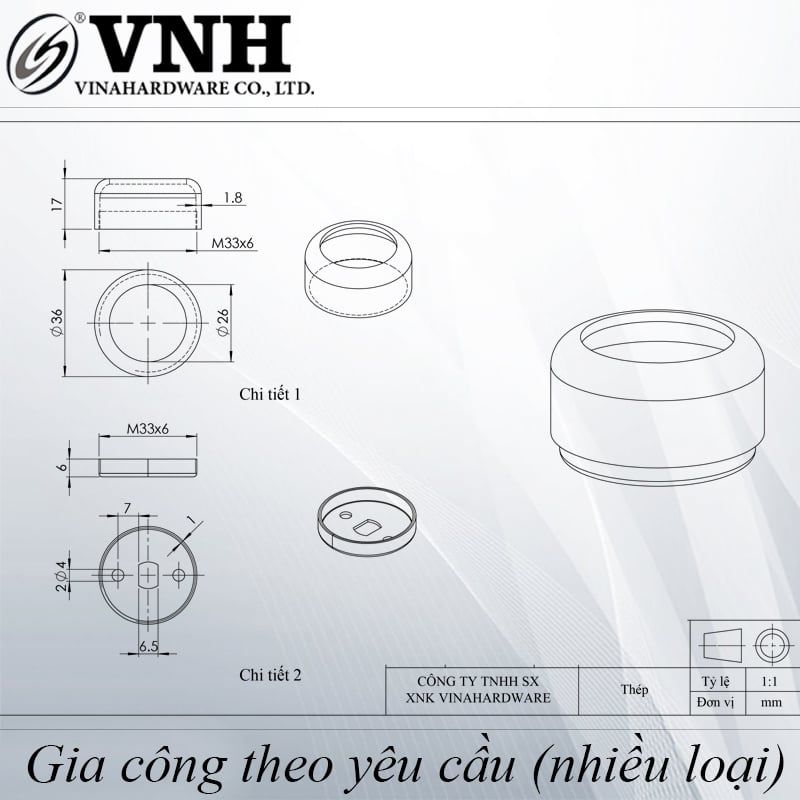 Pat (bas) đỡ thanh treo quần áo Vinahardware loại 18*30mm - PB1830I - Cặp
