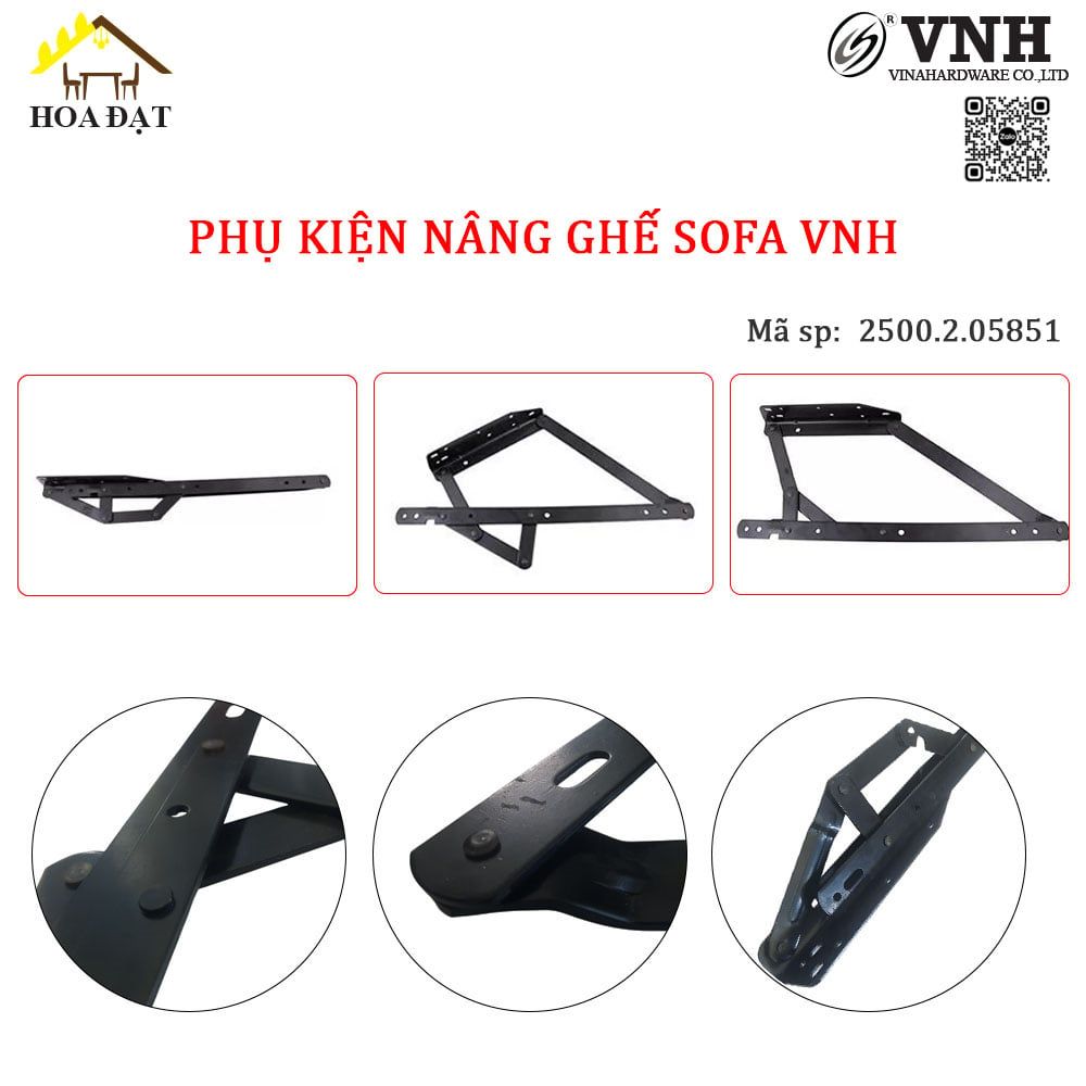 Phụ kiện nâng ghế sofa thành giường không có bánh xe Vinahardware, dài 585mm VNH P4512-P4512