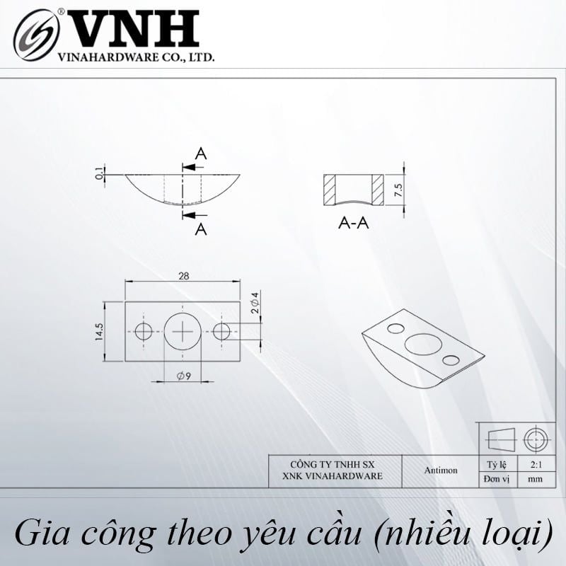 Pat ( Bas) bán nguyệt Vinahardware, bảy màu - PS62010-PS62010