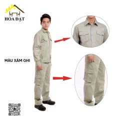 Quần áo vải kaki ghi xám quần túi hộp - Đồ bảo hộ lao động