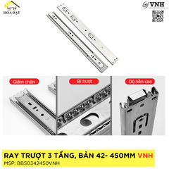 Ray bi 3 tầng Vinahardware, bản 42, màu trắng - VNH-BBS0342250VNH